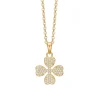 Aagaard halskæde med forgyldt firkløver fyldt med zirconer