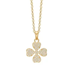 Aagaard halskæde med forgyldt firkløver fyldt med zirconer