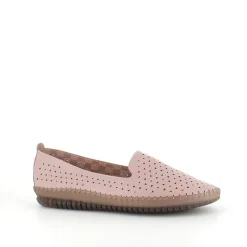 Beige ballerinasko med fint, perforeret mønster