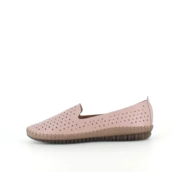 Beige ballerinasko med fint, perforeret mønster