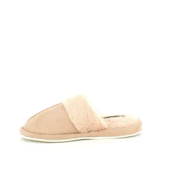 Beige hjemmesko med synlig pelskant