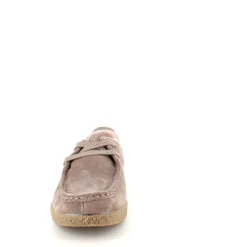 Beige ruskindssko med rågummisål