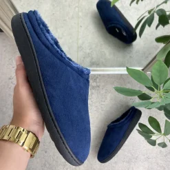 Blå herre hjemmesko med foer