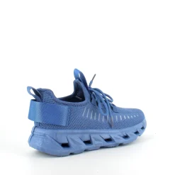 Blå slip-on sko med strikoverdel