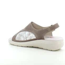 Bred ortopædisk sandal i beige med velcro, svangstøtte & ekstra plads til knyster