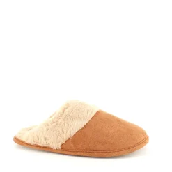 Brun hjemmesko med synlig pelskant
