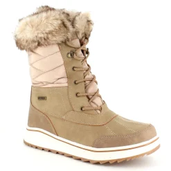 Brun vandtæt vinterstøvle fra Mols med pels kant