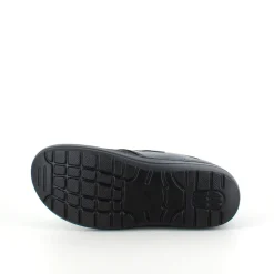 Damesko i sort PU med mønstret overdel, velcrolukning og fleksibel PU-sål