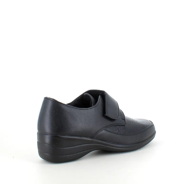 Damesko i sort PU med velcrolukning og varmt for