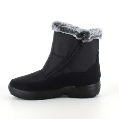 Damestøvletter i sort PU med pelskant og varmt for – 2 lynlåse og komfortabel PU-sål