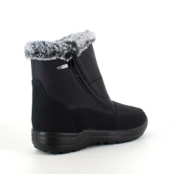 Damestøvletter i sort PU med pelskant og varmt for – 2 lynlåse og komfortabel PU-sål