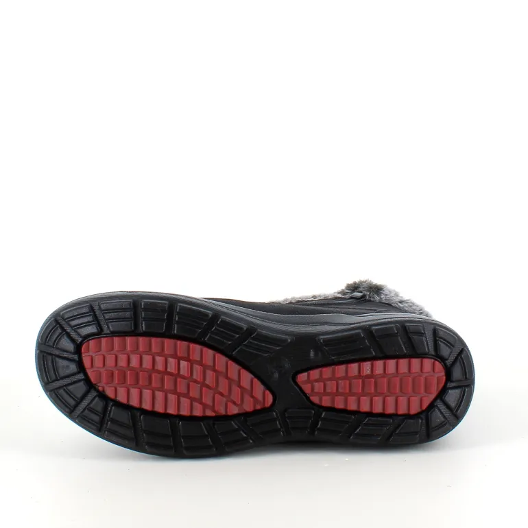 Damestøvletter i sort PU med pelskant og varmt for – 2 lynlåse og komfortabel PU-sål