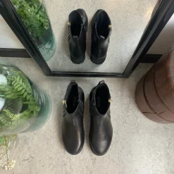 Elegant Green Comfort læderstøvle i sort