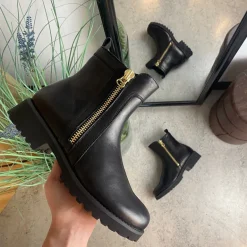 Elegant Green Comfort læderstøvle i sort