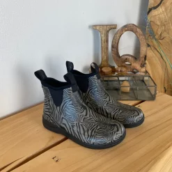 Green Comfort gummistøvle i zebraprint med svangstøtte