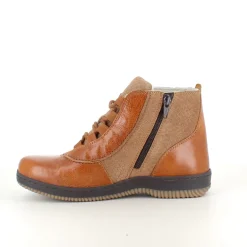 Green Comfort kort læderstøvle i brun med uldfoer