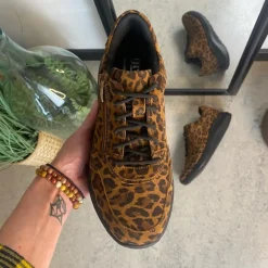 Green Comfort sko med leopardprint og dobbelt lukning