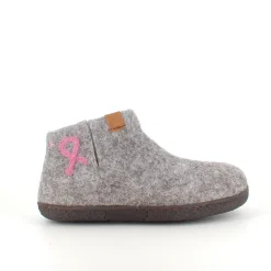 Green Comfort uld hjemmesko med rågummi bund og Støt Brysterne logo