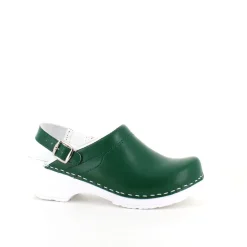 Grøn skind træsko med rem