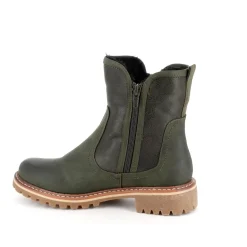 Grøn vinterstøvle med foer og smarte detaljer