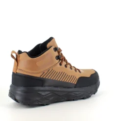 Herre ankelstøvle i lysebrun PU med snørebånd, let for og stødabsorberende EVA-sål