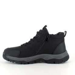 Herre ankelstøvle i sort PU med varmt for, snørebånd og KAT-TEX – robust gummisål