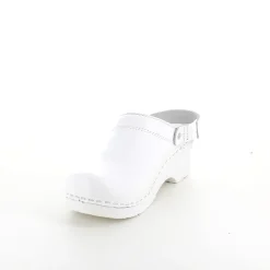 Hvid skind træsko med rem