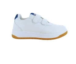 Hvid sko med velcroremme og ekstra stødabsorbering i hælen