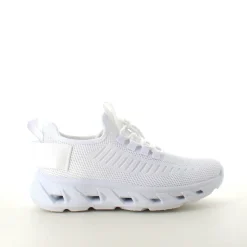 Hvide slip-on sko med strikoverdel