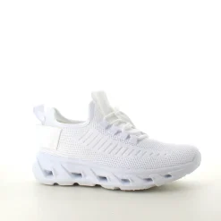 Hvide slip-on sko med strikoverdel