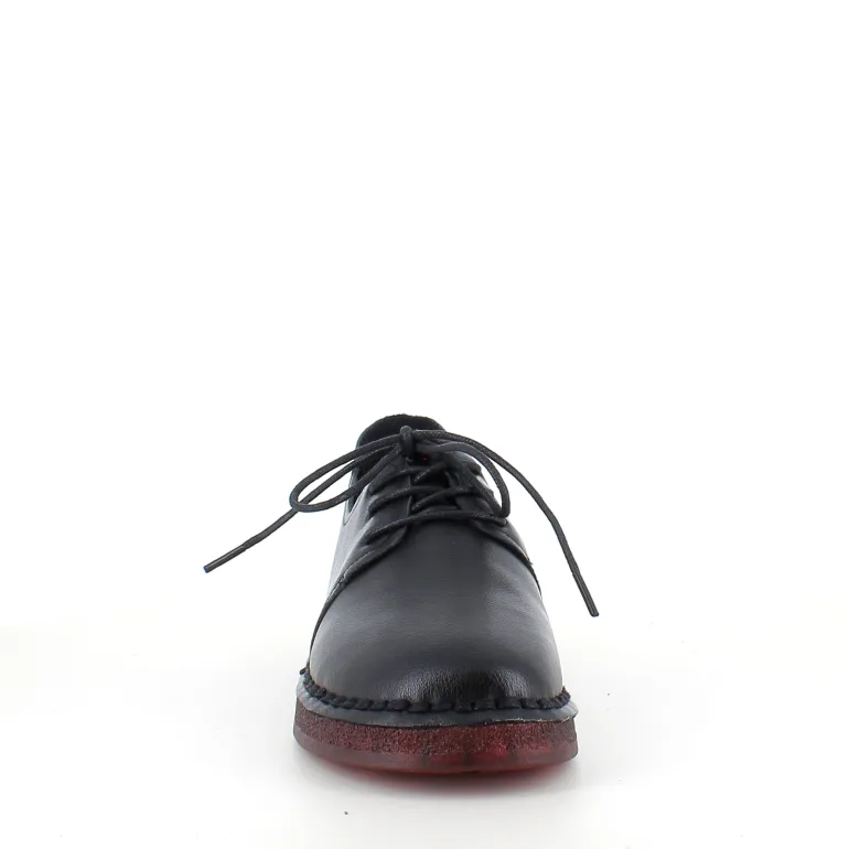 Klassisk sort snøresko i glat skind med udtagelig indersål & fleksibel gummisål