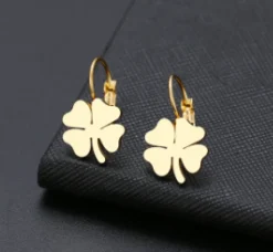 Kløver øreringe i guldtone