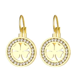 Kløver øreringe med sten i guldtone