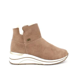 Kort brun Remontestøvle med uldfoer og god bredde