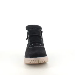 Kort foret vinterstøvle i sort med dobbelt lynlås