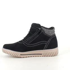 Kort foret vinterstøvle i sort med dobbelt lynlås