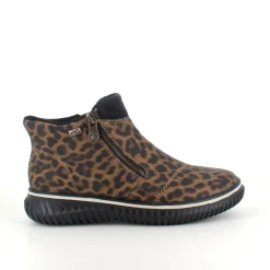 Kort støvle fra Rieker med leo print og let for