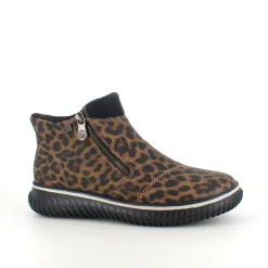 Kort støvle fra Rieker med leo print og let for