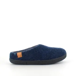 Lav blå hjemmesko i uld med skridhæmmende såler fra Green Comfort
