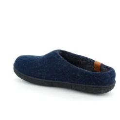 Lav blå hjemmesko i uld med skridhæmmende såler fra Green Comfort