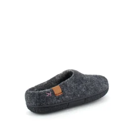 Lav mørk grå hjemmesko i uld med skridhæmmende såler fra Green Comfort