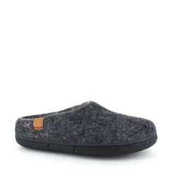 Lav mørk grå hjemmesko i uld med skridhæmmende såler fra Green Comfort