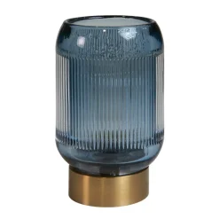 LED-lampe med riller – Elegant design i blå glas