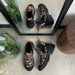 Leopard Woden gummistøvle med svangstøtte