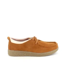 Lys brun ruskindssko med rågummisål