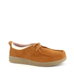 Lys brun ruskindssko med rågummisål