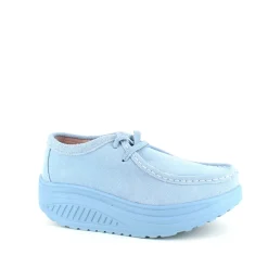 Lyseblå ruskindssko med gængesål og svangstøtte