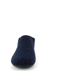 Mørkeblå filtet hjemmesko med god bredde og udtagelig indersål