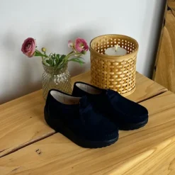 Navy ruskindssko med gængesål og svangstøtte