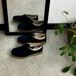 Navy ruskindssko med rågummisål